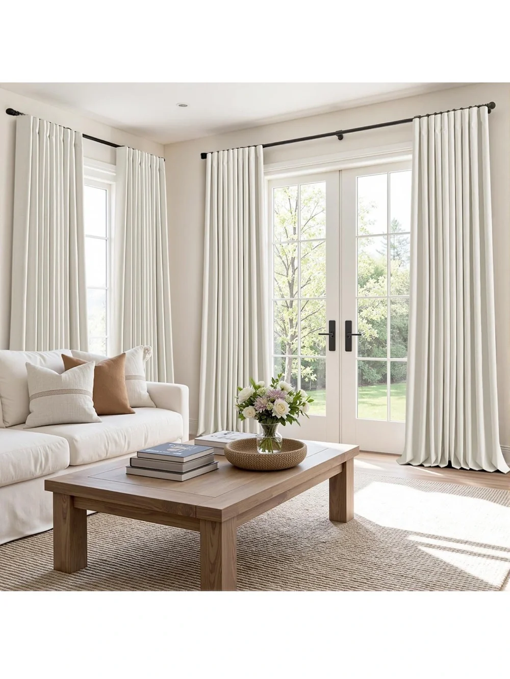 100% Blackout Curtains 63 Inch Long 2 Panels Thick Black Out Curtain 1856/c-1